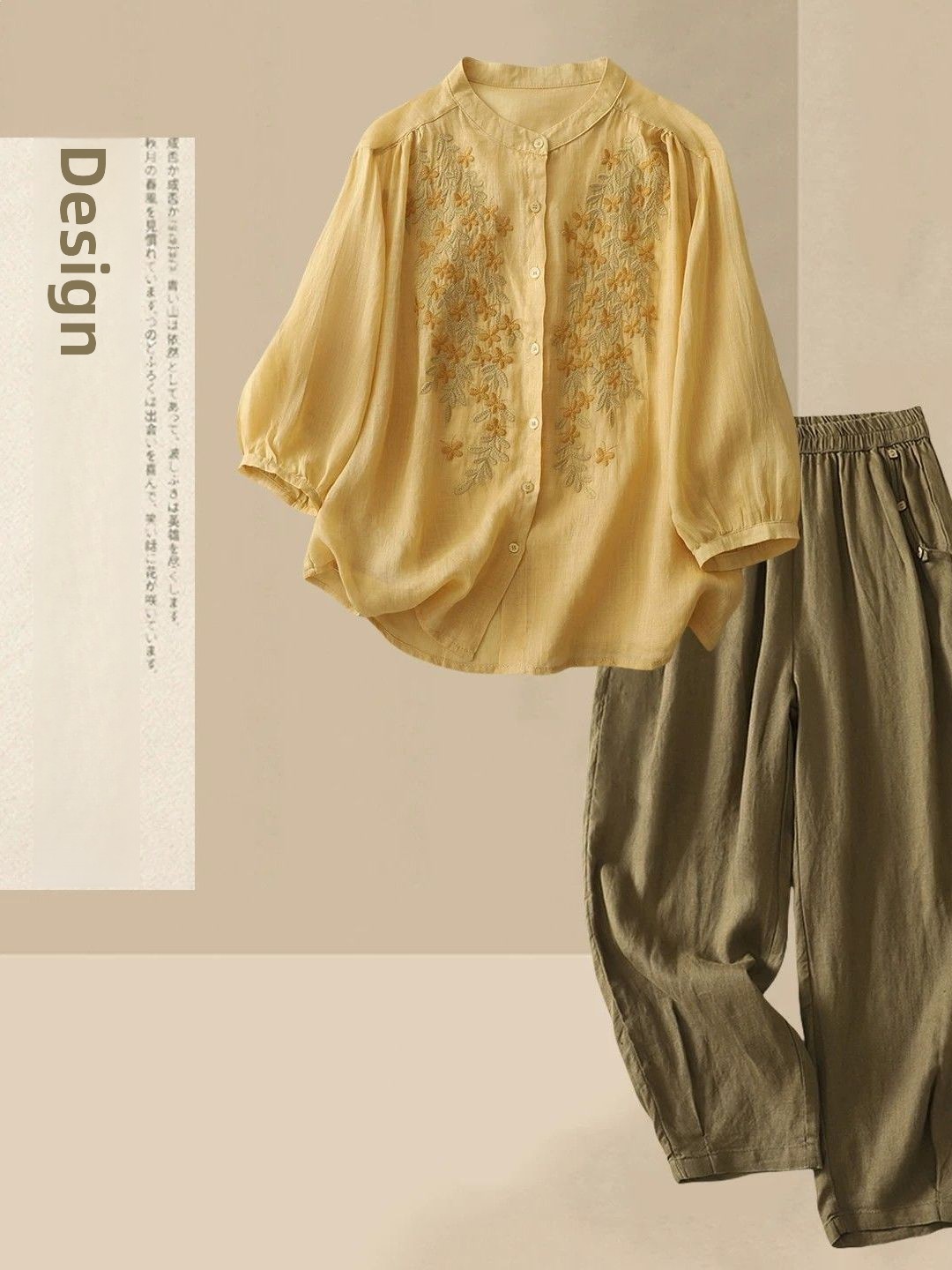 Linen Shirt Breathable - Setelan Kasual Musim Panas Katun Linen