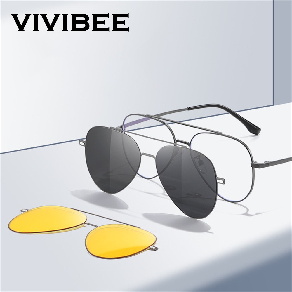 Sunglasses Aviator Polarized - VIVIBEE Kacamata Hitam Klip Terpolarisasi Magnetik