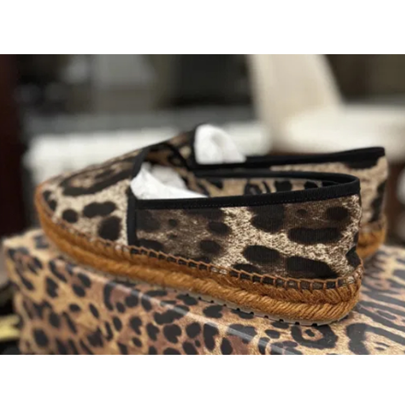 Espadrille Slip On - Sepatu Flat Wanita Motif Leopard Sol