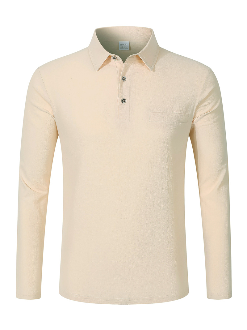 Kemeja Polo Lengan Panjang Cam - Linen Shirt Breathable ulasan dan harga